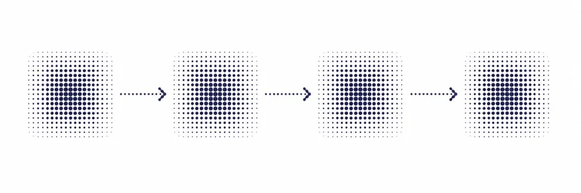 Dotted Illustration eines linearen Workflows